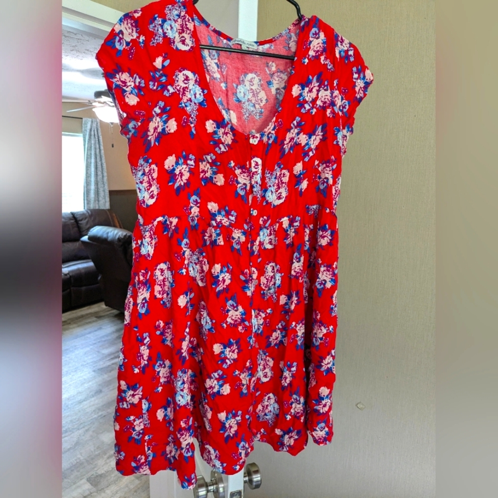 🏔️ Charlotte Russe Red and Blue Floral Dress